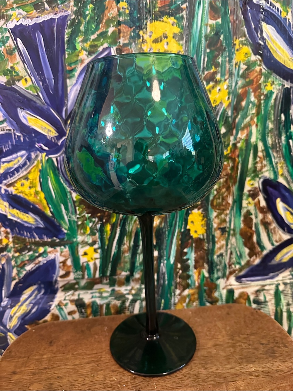 Peacock Teal Vintage Empoli Italian Brandy Snifter/Vase - Picture 9 of 9